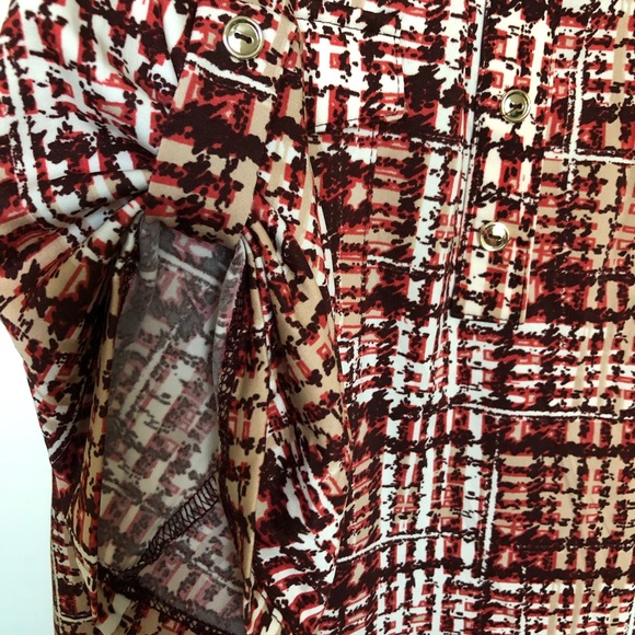 PerSeption Womens top size 2X Burgundy White Turn Up 3/4 Sleeve Semi Loose New - Picture 5 of 8